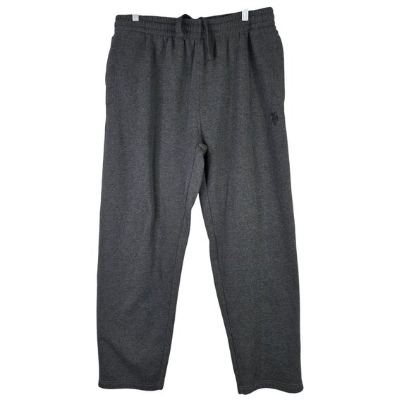 Mens US Polo Assn Gray Heavyweight Fleece Sweatpants Drawstring Polyester XXL - Picture 1 of 10